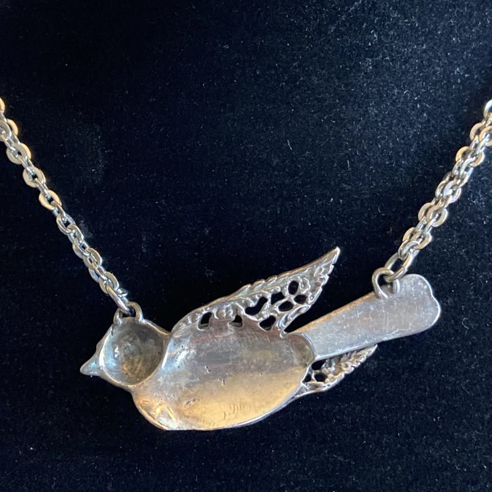 BIRD Spoon NECKLACE-Beautiful & Unique Silver Plate 16” to 19” - Image 4 of 4
