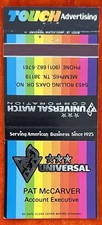 Universal Match Pat McCarver Memphis TN Vtg 30 Striker Matchbook Cover B-6172