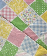 Vintage Sears Patchwork Full Sheet Set 4 Pc Flat Fitted 2 Cases Floral Gingham