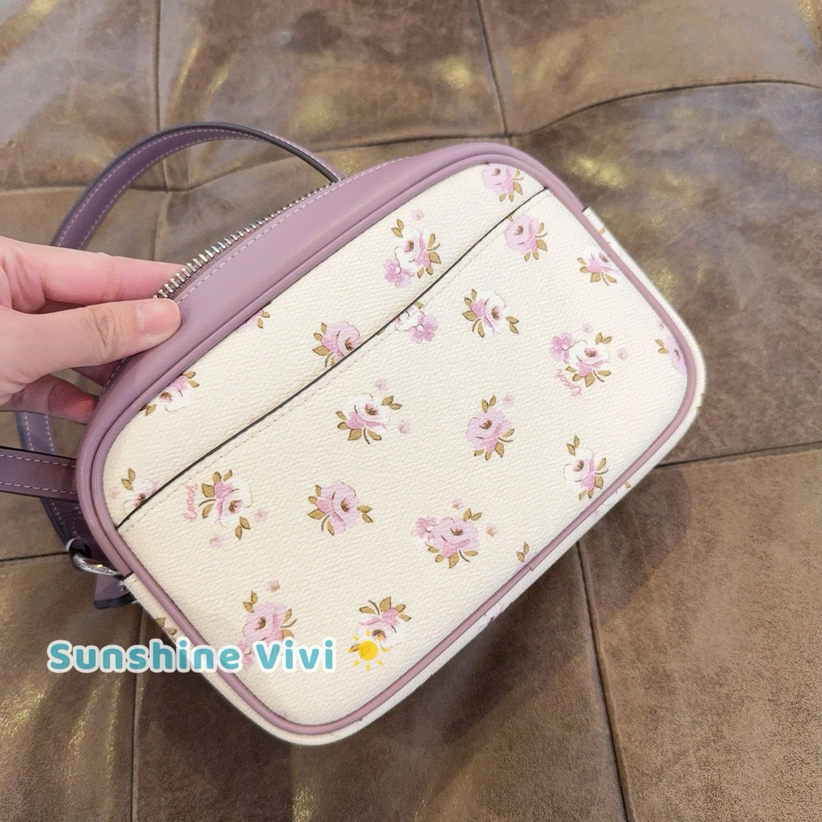 Borsa fotocamera Coach Cba70 Mini Jamie stampa floreale gesso multi nuova con etichette