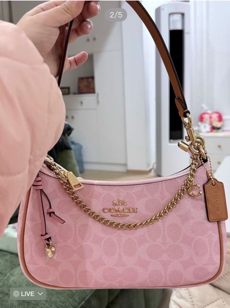 NWT COACH CEA20 Teri Shoulder Bag With Charms Powder Pink