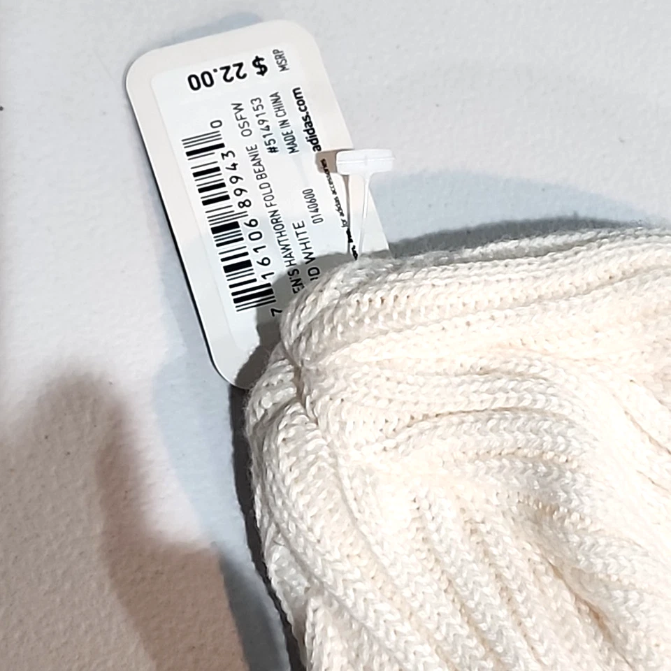 Adidas Mujer Gorro Gorra Sombrero Tejido Medias Blanco Nuevo Foto 2 de 2