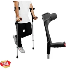 Forearm Crutches for Adults x2 Units, Open Cuff, Adjustable, Aluminum, Walking -