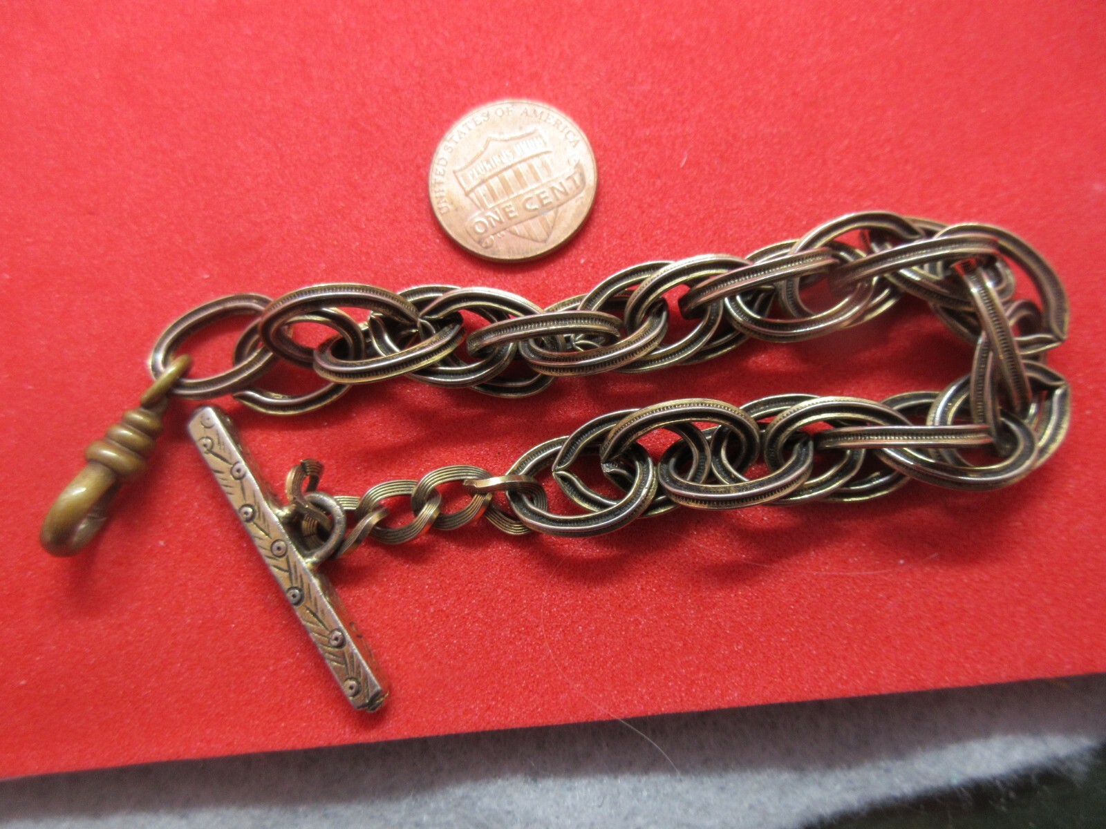 VINTAGE POCKET WATCH CHAIN T BAR 8 3/4 IN LONG NO MRKS eBay
