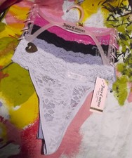 5 NEW JUICY COUTURE JC9889 5PKCE NO PANTY LINES LOGO WAIST LACE THONG PANTIES XL