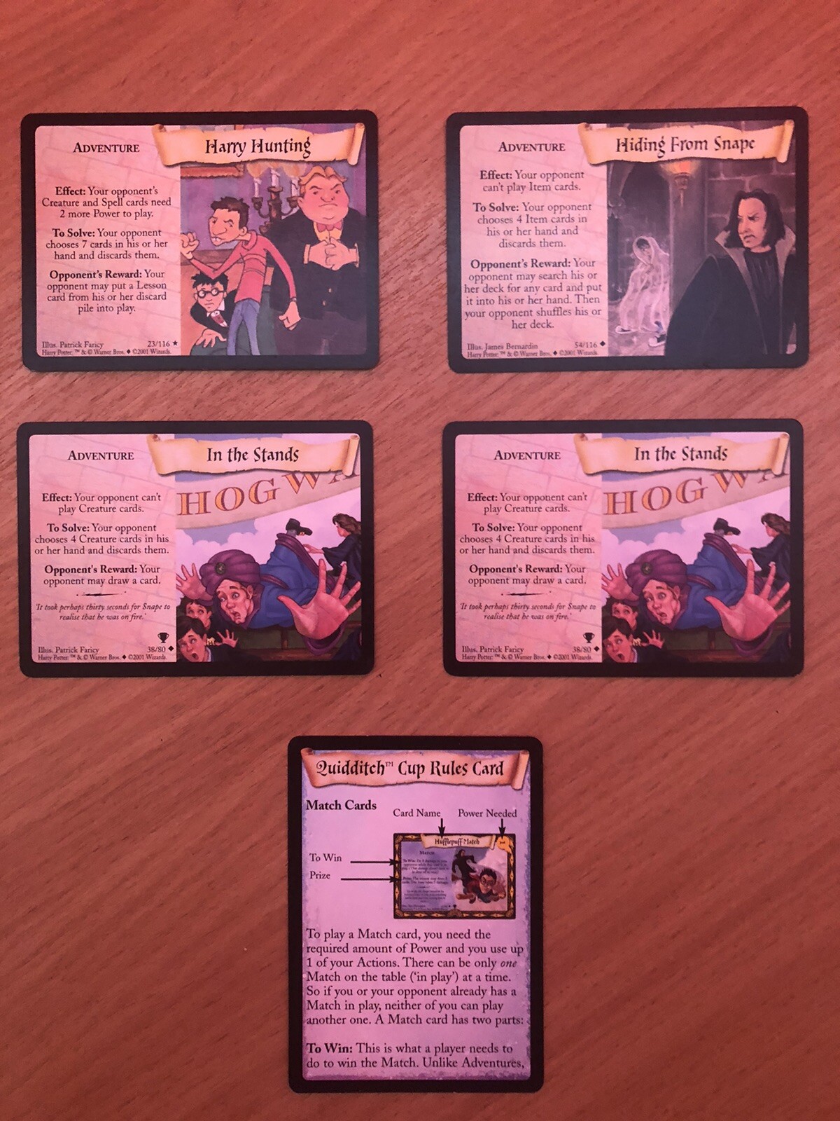 Harry Potter Trading Card Set. 75 In NM Condition. Inc Foil Snitch Card