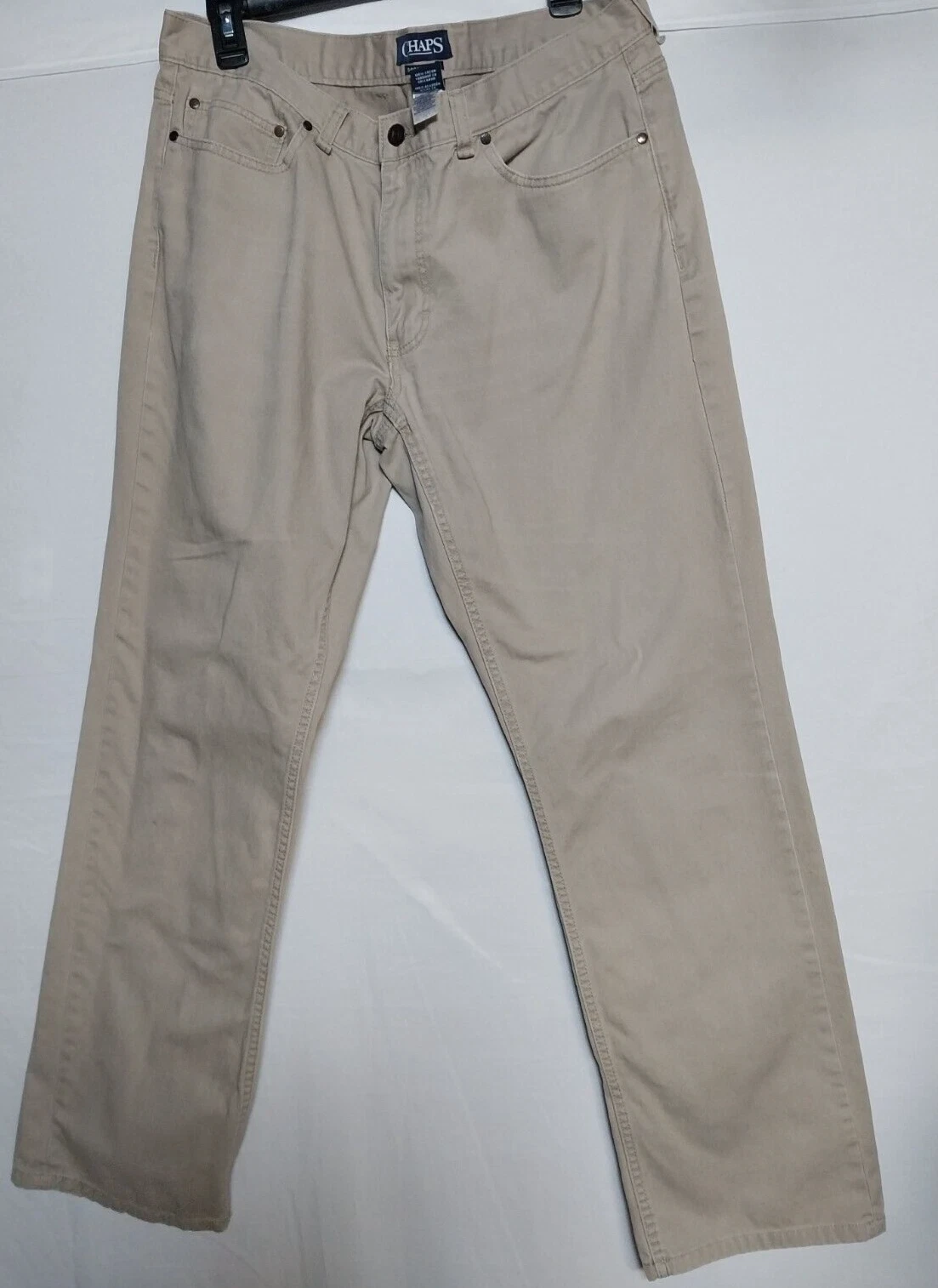 CHAPS Men's 5 Pocket 36X34 Twill Straight Leg Pants HUDSON Tan Color