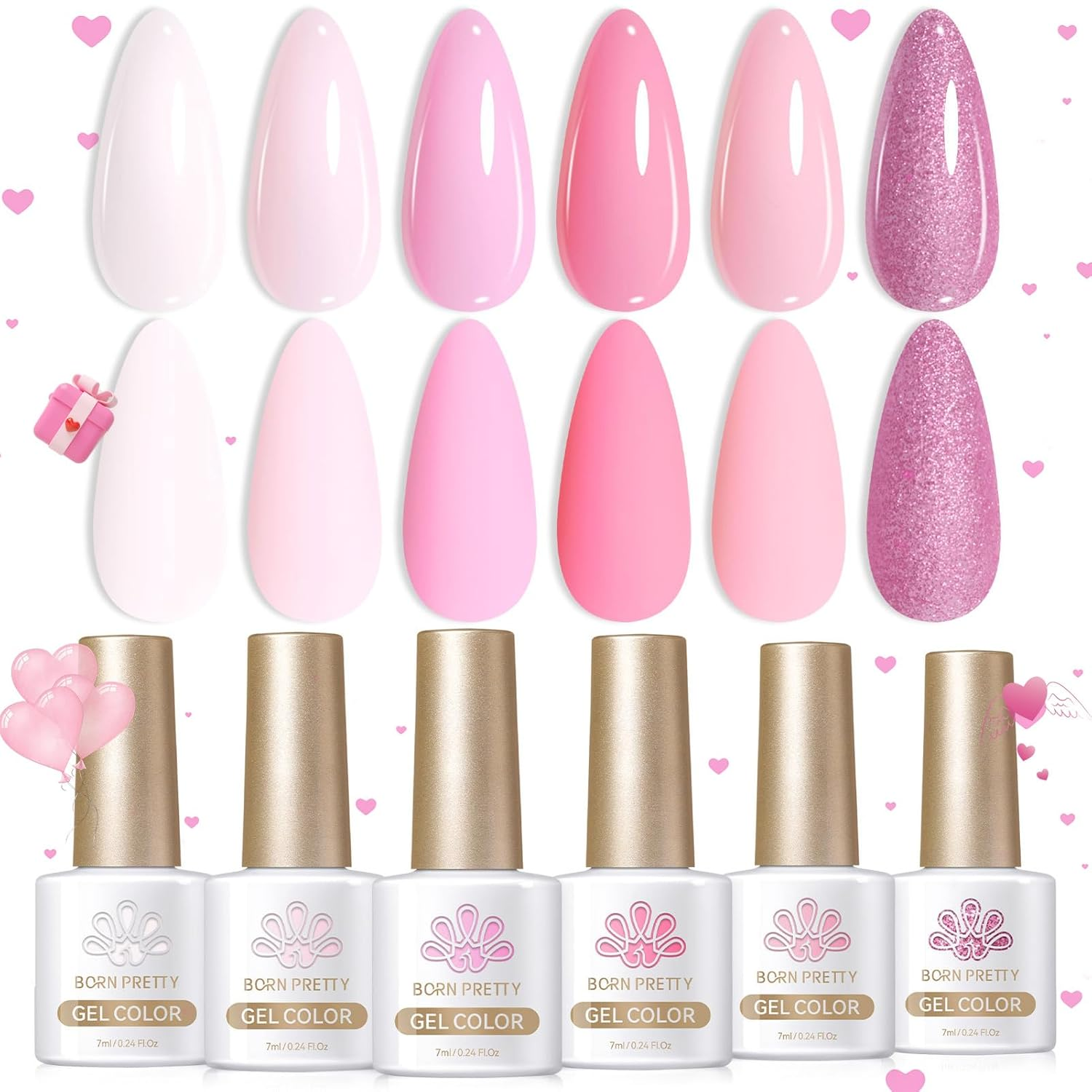 Sweet Nude Pink & White Gel Nail Polish Set - Soft Natural Look