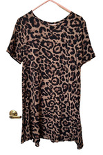 Shein Leopard Print Pullover Scoop Neck Short Sleeve Dress Size L