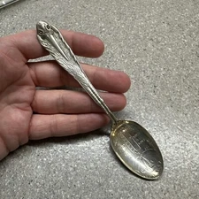 Sterling Silver Souvenir Spoon - Baby Birth Record - Stork - Engraved