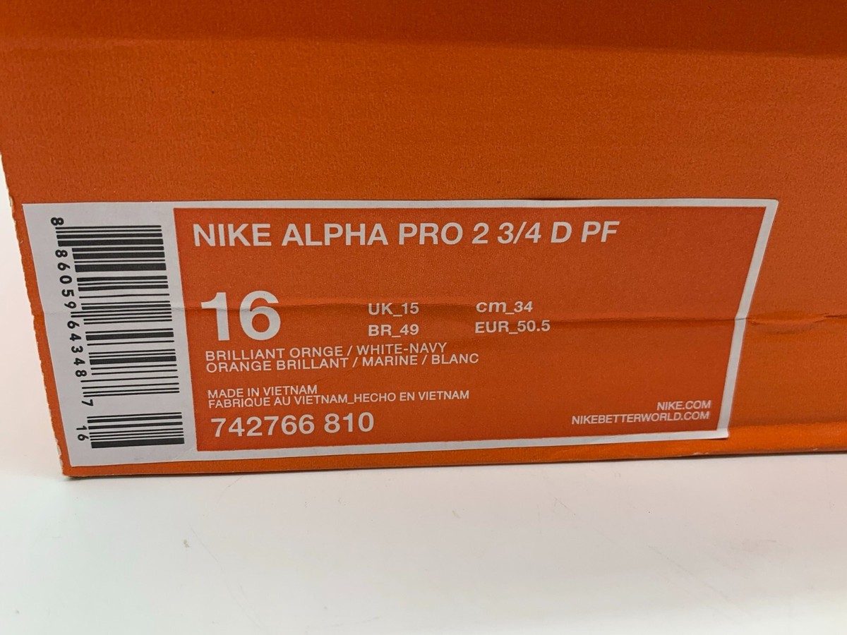 Nike Alpha Pro 2 3/4 D PF Mens Size 16 Football Shoes Cleats  display picture 1