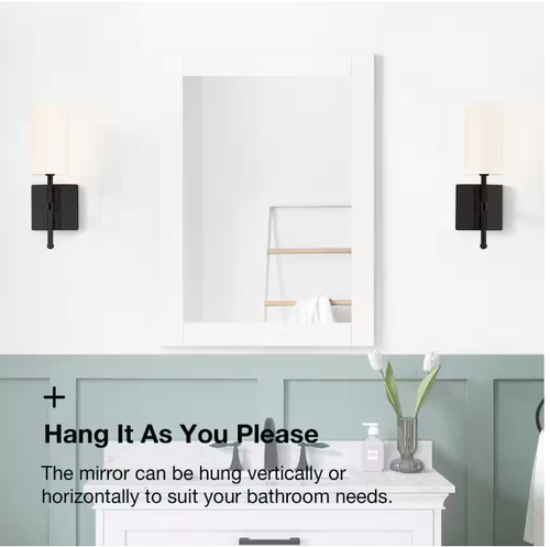Cherrydale Bathroom Vanity Mirror 24" W x 32" H Rectangular Framed White - Picture 5 of 7