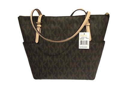Michael Kors Jet Set EW Top Zip Tote PVC Mk Signature - Brown for  