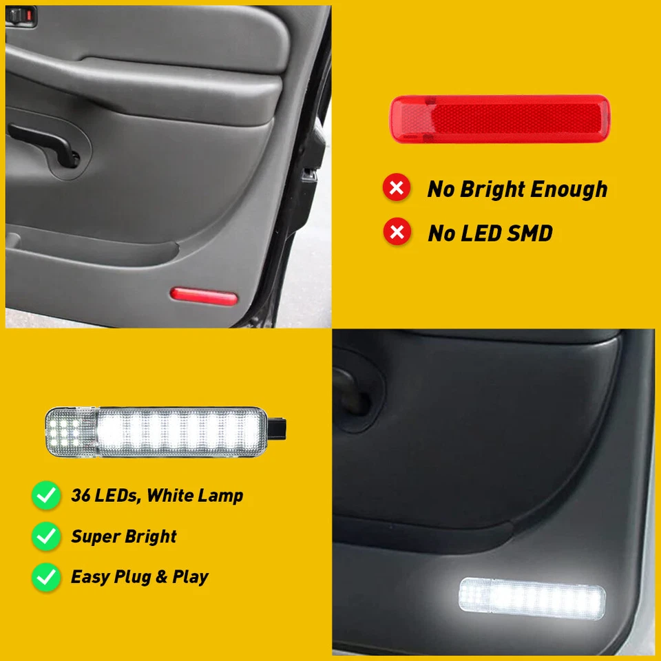 Pair LED Door Courtesy Light White For 99-06 Chevy Silverado 1500 2500 3500 HD - Image 3 of 4