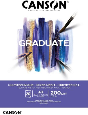 CANSON Studienblock GRADUATE MIXED MEDIA weiß DIN A3 20 Blatt