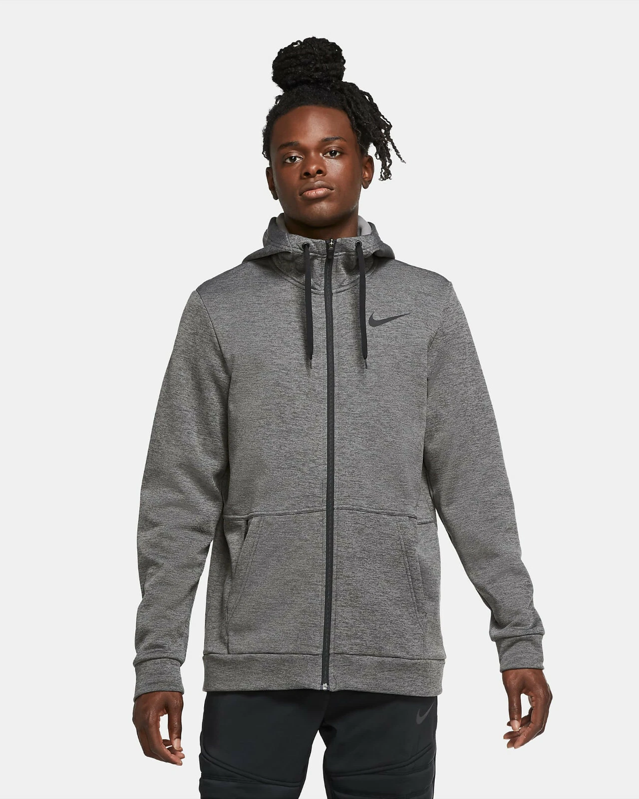 NEW MEN’S NIKE THERMA-FIT FLEECE FULL-ZIP TRAINING HOODIE SWEATSHIRT! GRAY BLACK