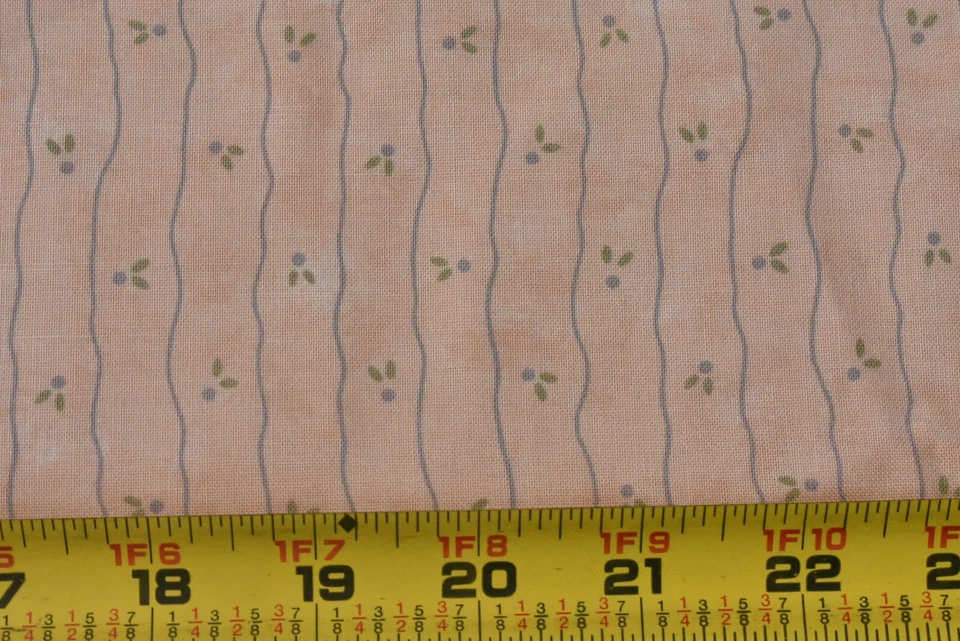 By 1/2 Yd Green & Blue on Peachy-Pink Cotton, French Gardens/Gervais/Moda B1119 - Image 3 of 4