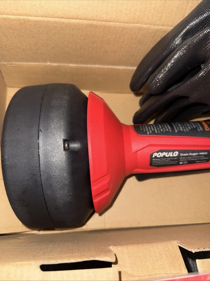 POPULO Drain Auger, Plumbing Snake W/Gloves, 3/4"-2" Pipe Snake Drain Clog 16.4' - Image 2 of 4