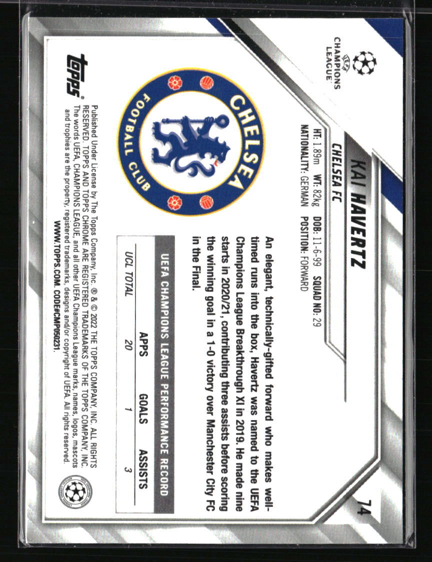 Kai Havertz Topps Chrome UEFA Champions League #74 Soccer