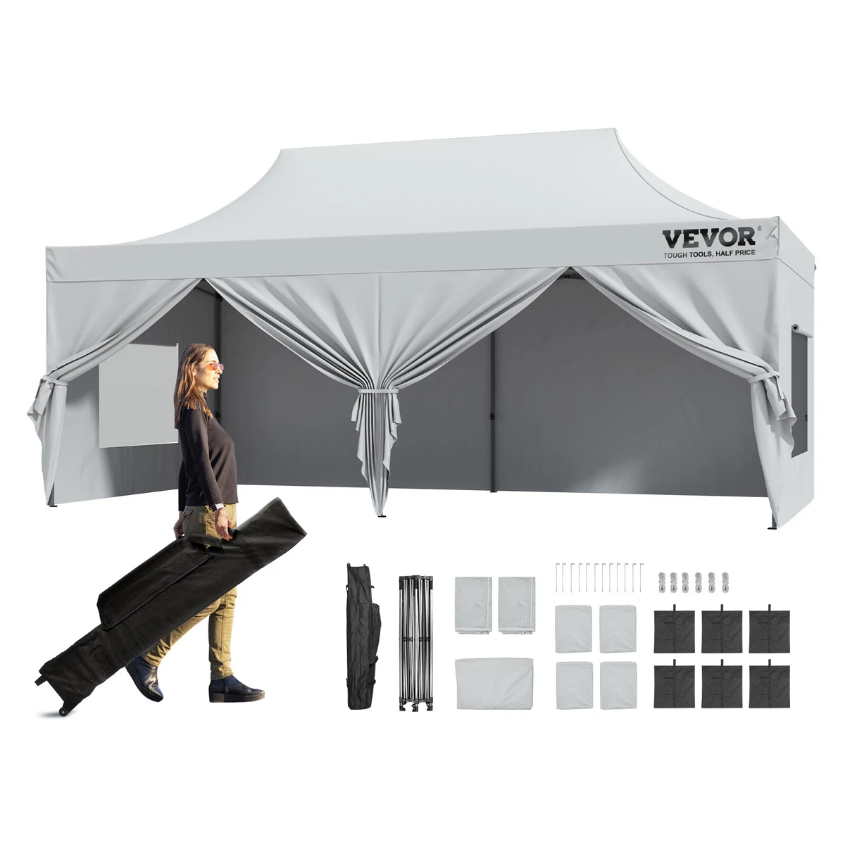 Outdoor Camping Canopy Awning Waterproof Tarp Large Space Sunshade  Sunscreen Shed Classic Rectangular Canopy Tent