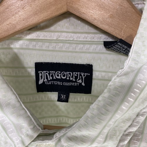 Dragonfly Shirt Men's Size: XL Short Sleeve Button Down Green Geometric - Picture 6 of 9