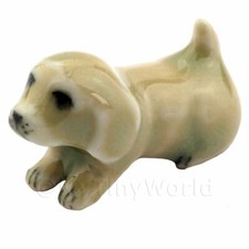 Dolls House Miniature Ceramic Brown Dog Laying Down