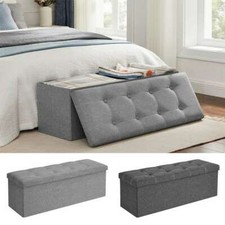 Sitzhocker Sitzbank mit Stauraum Truhe Aufbewahrungsbox faltbar Leinen SONGMICS