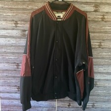 Nike Men's Jacket Size XL Full-Zip Snap-Down Pockets Logo Black Burgundy