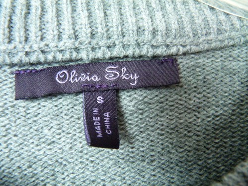 OLIVIA SKY, Gray & Blue Striped Design Blouse, Size S E-120 - Picture 4 of 6