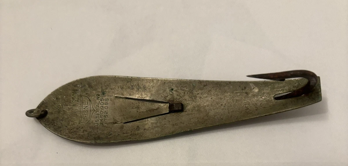 Cuillère De Pêche Vintage Drone Huntington INOX N°3.5 – Années 60, Fabriquée Aux USA