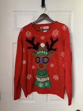 UGLY CHRISTMAS SWEATER RUDOLPH JINGLE BELLS SWEATER, Size L/XL