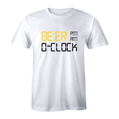 Beer Pm Am O-Clock Funny Drinking Joke Drink Drunk Stag Men's T-shirt Tee