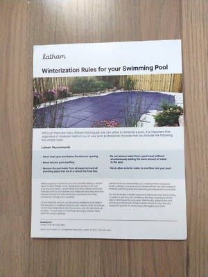 LATHAM Inground Pool Winterization Rules (8.5 X 11 - Poster Type Paper)