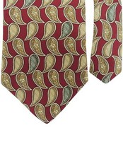 Peterborough Men's 100 Silk Paisley Neck Tie Red Multi 3 3/4" x 56"