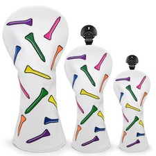 Premium White Golf Club Headcovers Driver Fairway Woods Cover Head Covers Set