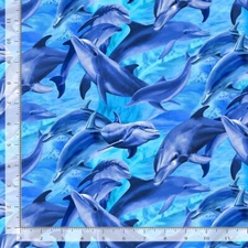 Sea Dolphin Dolphins Deep Blue CD1975 Timeless Treasures Durable Cotton Fabric