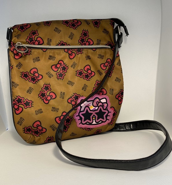 Sanrio Hello Kitty Bronze/ hot pink nylon fabric crossbody messenger