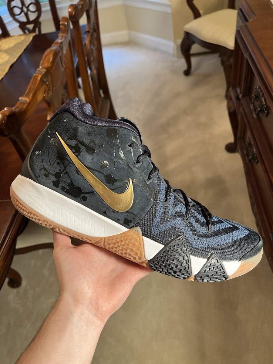 Nike Kyrie 4 2018 Pitch Blue Metallic Gold Basketball Sneakers