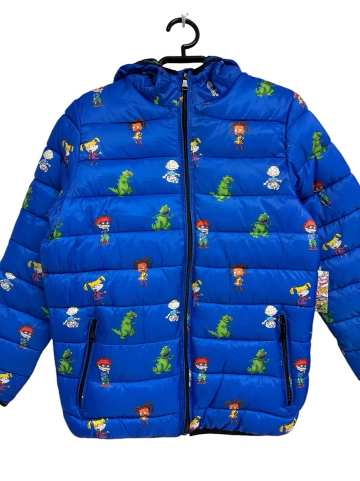 Nickelodeon Rugrats Youth Boys Outwear puffer Hoodie jacket blue zip up size 18 - Image 2 of 4