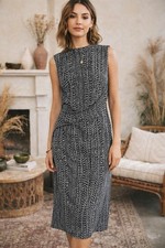 Marimekko Womens Karola Dress Sz 40 US 10 Black White Hamppu Print Crepe Shift