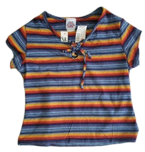 Girls Shirt Blouse Top Girl XL Extra Large Striped Short Sleeve USA - Picture 7 of 7