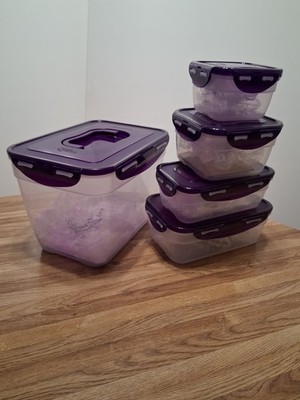 LocknLock 5-Piece Nesting Containers with Lids   Purple