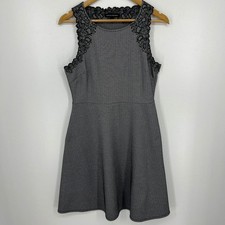 Banana Republic Womens Grey Herringbone Lace Trim Fit and Flare Dress Size 6