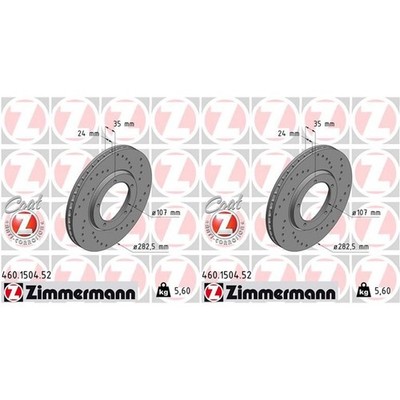 2x ZIMMERMANN SPORT BREMSSCHEIBEN 282mm GELOCHT VORNE passend für PORSCHE 911