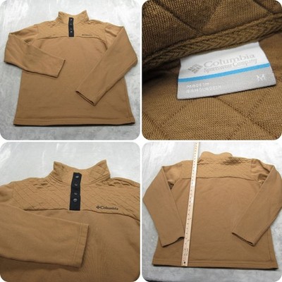 Columbia Sweatshirt Mens Medium Brown Super Soft 1/4 Snap Quilted Pullover