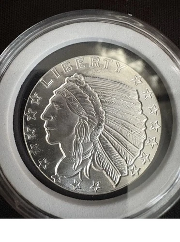1/2 oz .999 Fine Silver Incuse Indian Round – Liberty Eagle – Golden State Mint