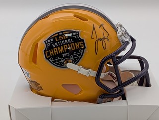 2019 LSU Tigers National Championship Joe Burrow HEISMAN YEAR SIGNED Mini Helmet