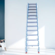 ??12 Steps Loft Wall Folding Pulldown Attic Ceiling Ladder Stairs 1102.3 lbs