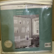 Home Classic PEVA Shower Curtain Liner  Mesh Pockets Organizer 70X72 NEW