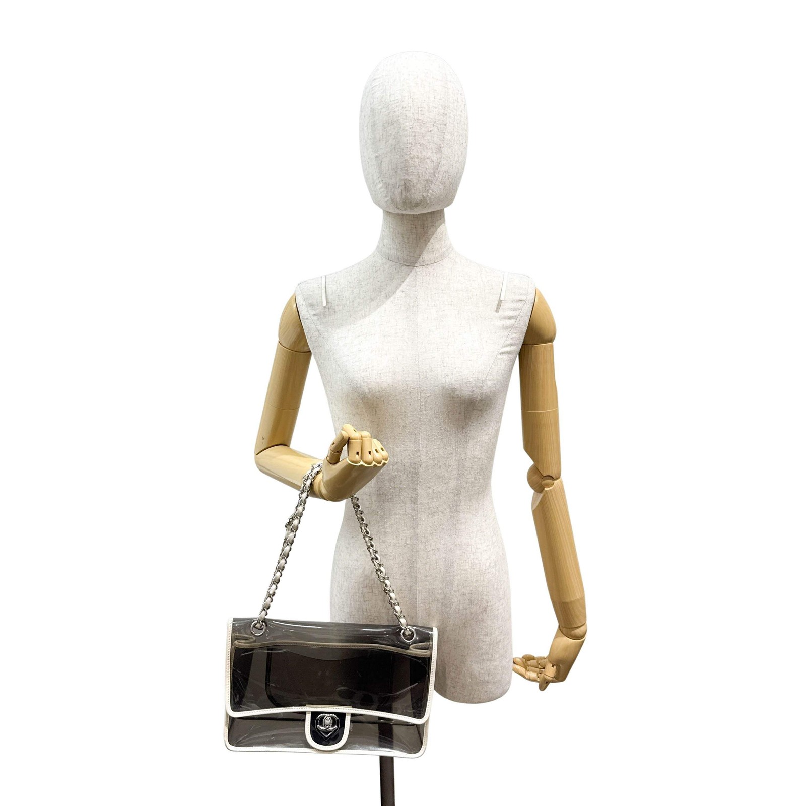 CHANEL Classic Flap Translucent Gray Plastic Shou… - image 11